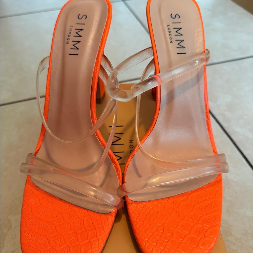 SIMMI London Orange Stiletto Heeled Sandals (Lightly Used)